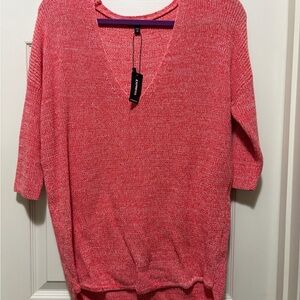Express Coral V-Neck Sweater NWT